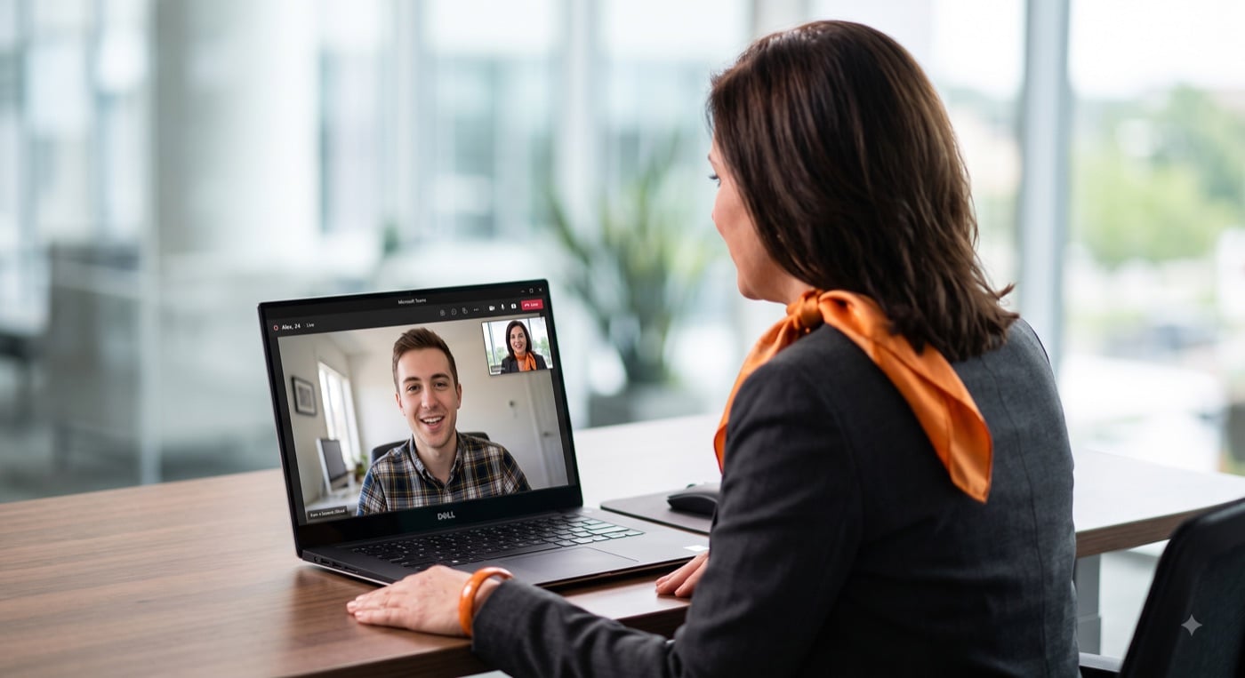 Rekryterare i videointervju med en kandidat